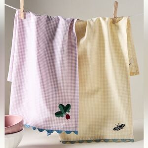 NWT Anthropologie Indira Embroidered Dish Towels Set of 2